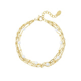 Bracelet three layers of colored details Gold color Stainless Steel
