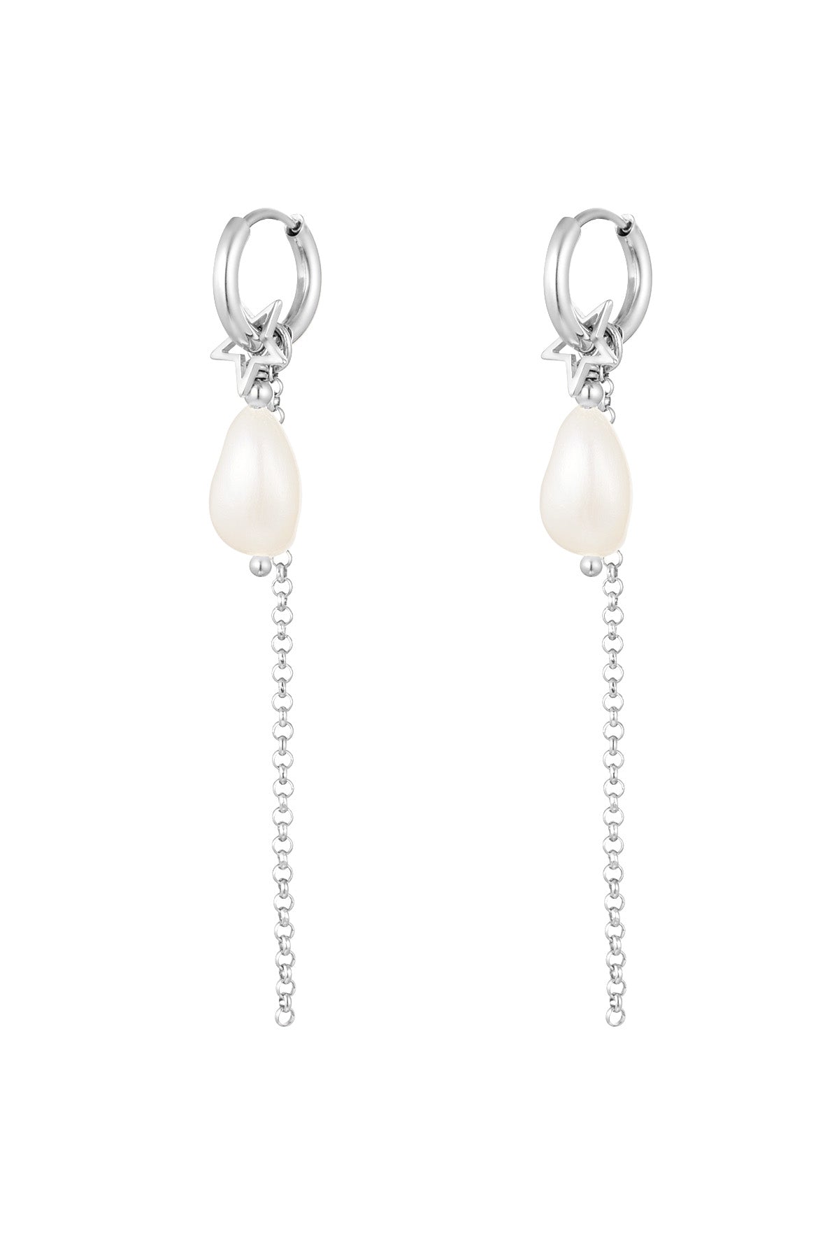Earrings with pearl pendant - Stainless Steel