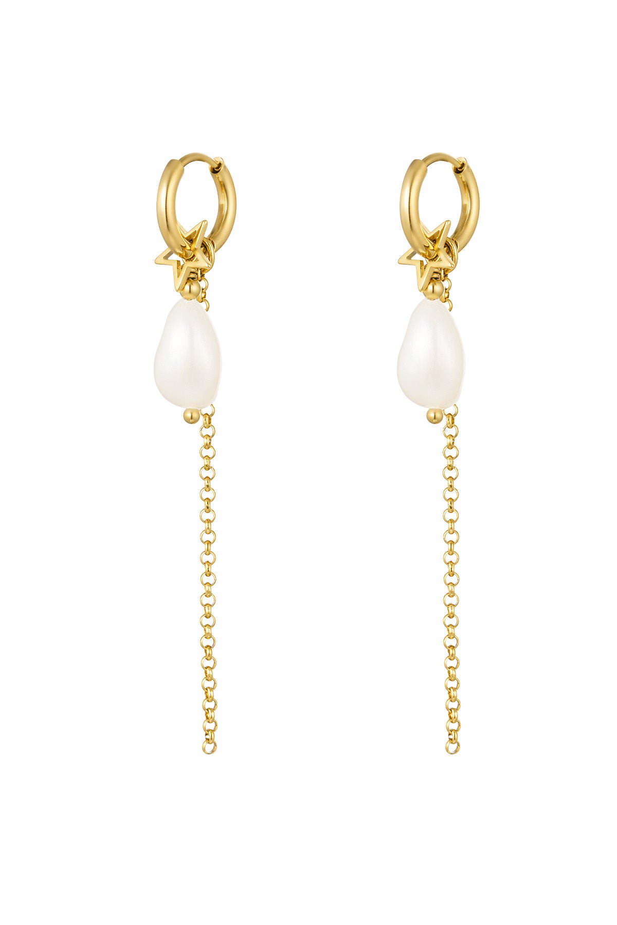 Earrings with pearl pendant - Stainless Steel