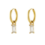 Earrings elongated stone - Gold color/white