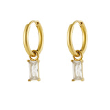 Earrings elongated stone - Gold color/white