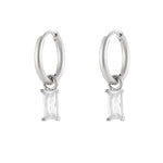 Earrings elongated stone - Gold color/white