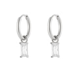 Earrings elongated stone - Gold color/white