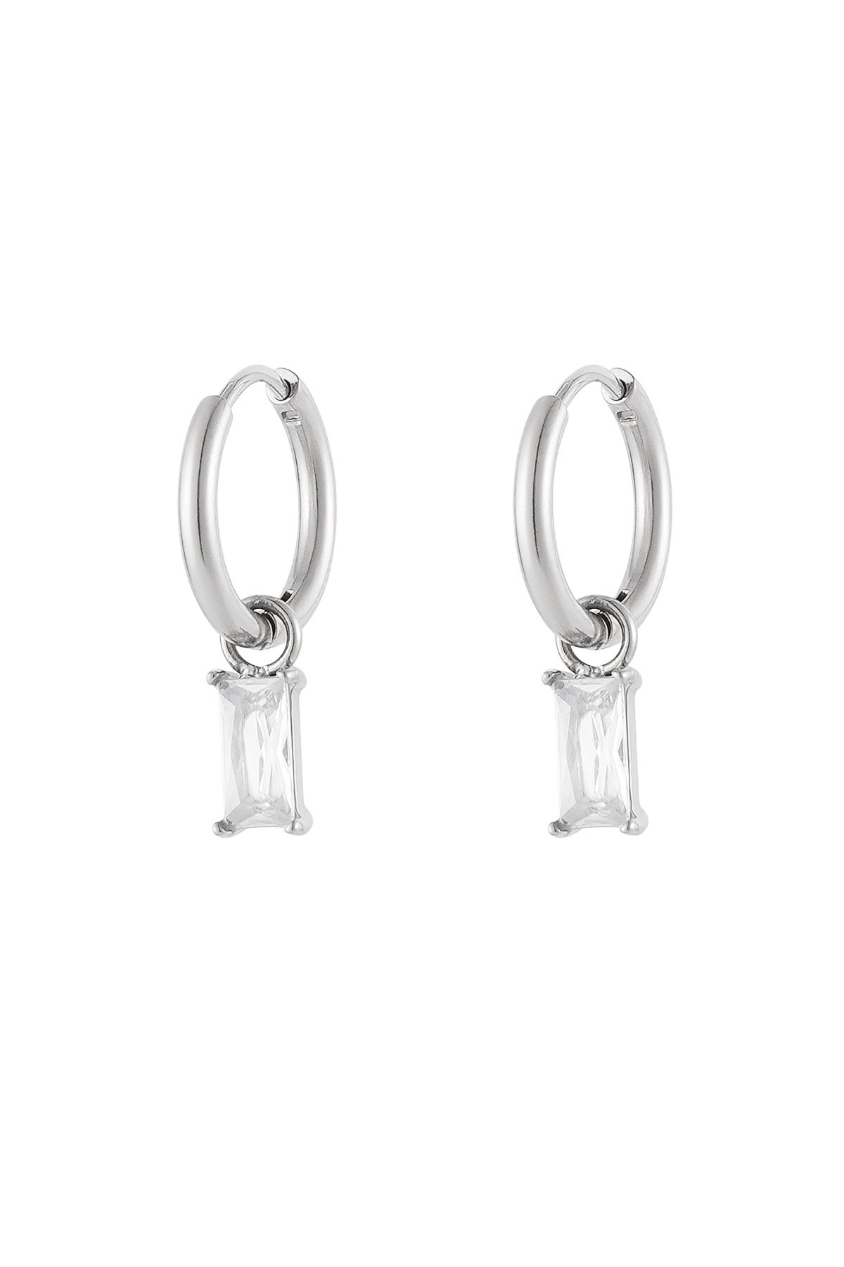 Earrings elongated stone - Gold color/white