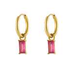 Earrings elongated stone - Gold color/white