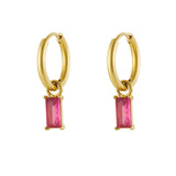 Earrings elongated stone - Gold color/white