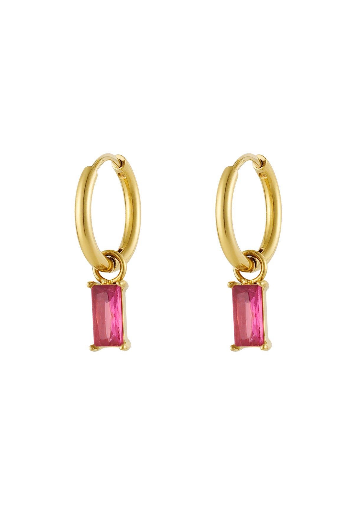 Earrings elongated stone - Gold color/white