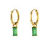 Earrings elongated stone - Gold color/white