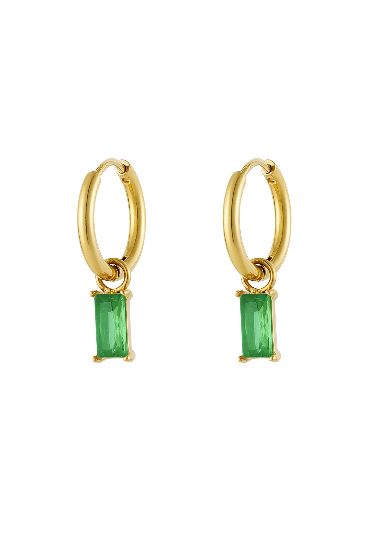 Earrings elongated stone - Gold color/white