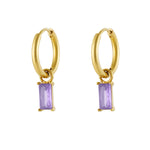 Earrings elongated stone - Gold color/white