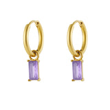 Earrings elongated stone - Gold color/white