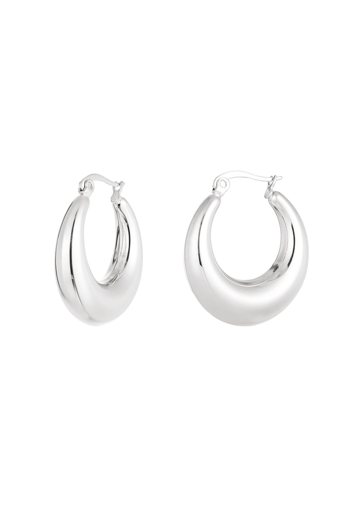 Earrings classy round - Silver Color color