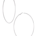 Earrings thin basic hoops - Silver Color color