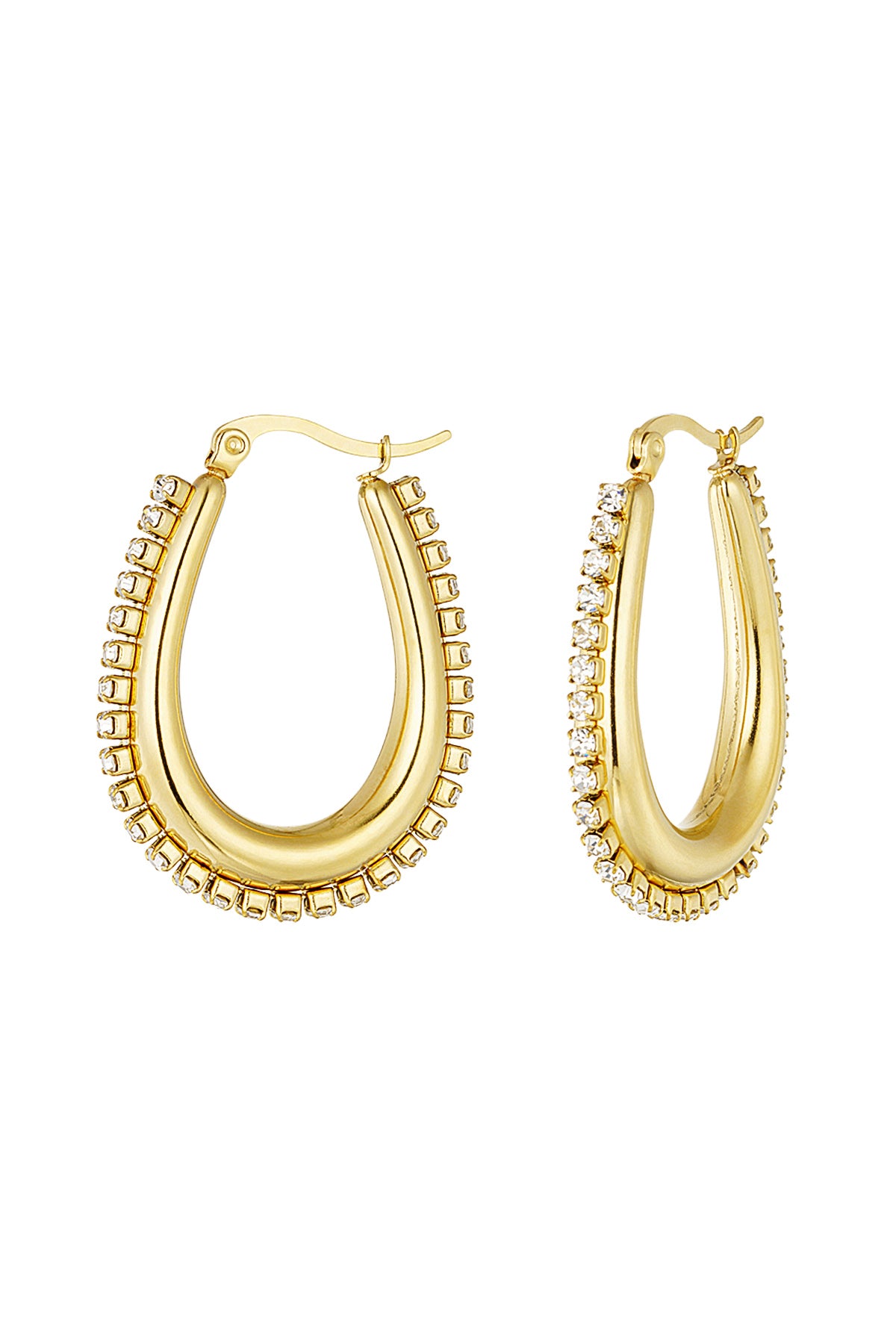 drop shaped earrings with stones