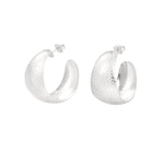 Earrings moon relief - Silver Color color