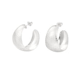 Earrings moon relief - Silver Color color
