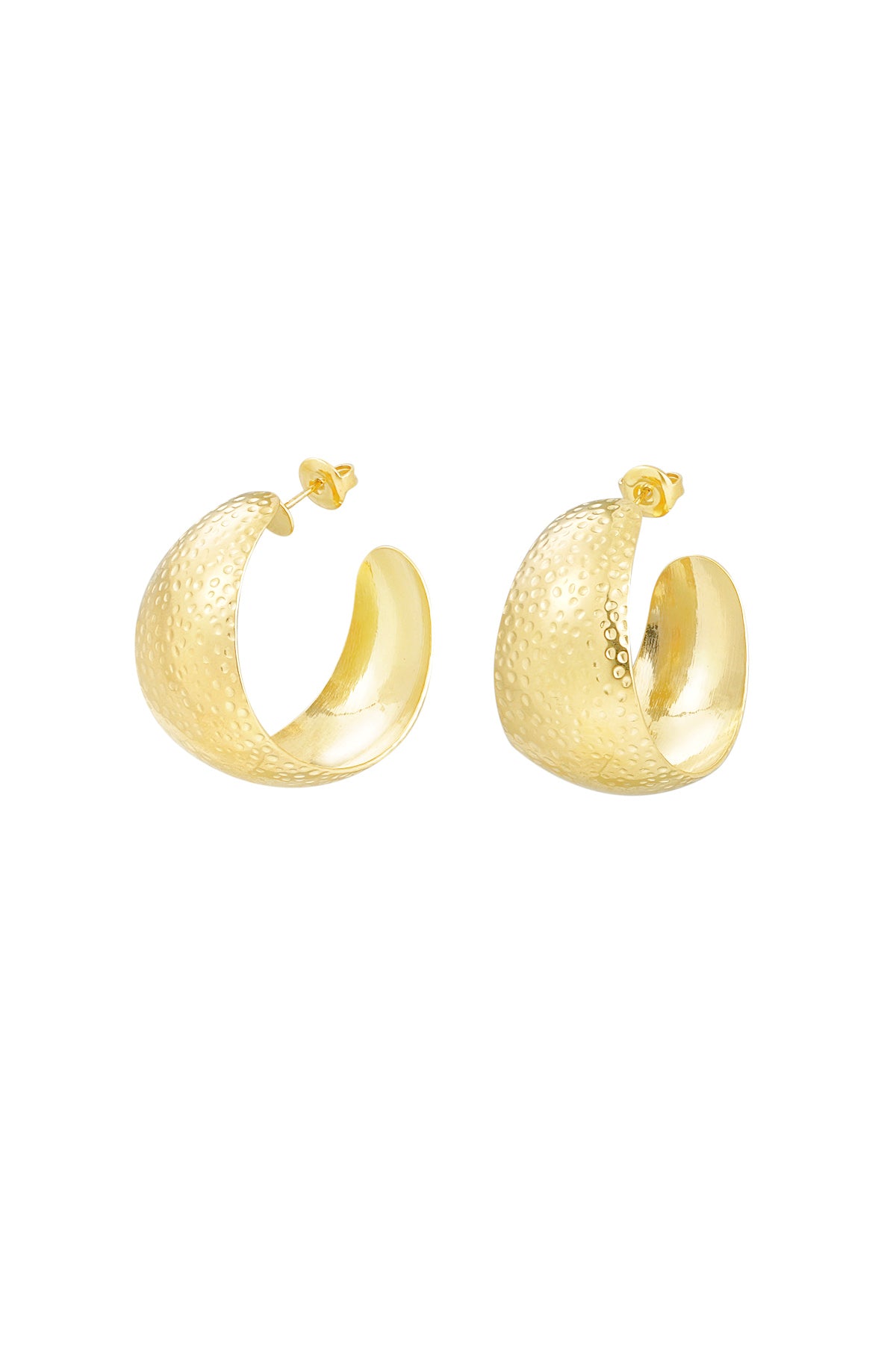 Earrings moon relief - Silver Color color