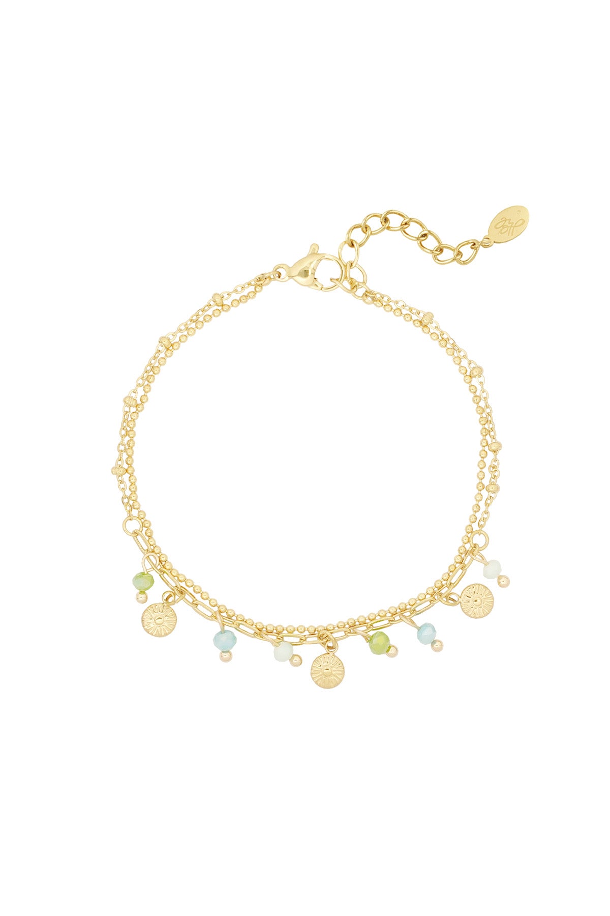 Bracelet with coins and beads - pink/Gold color 
