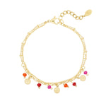 Bracelet with coins and beads - pink/Gold color 