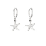Earrings simple starfish - Silver Color color