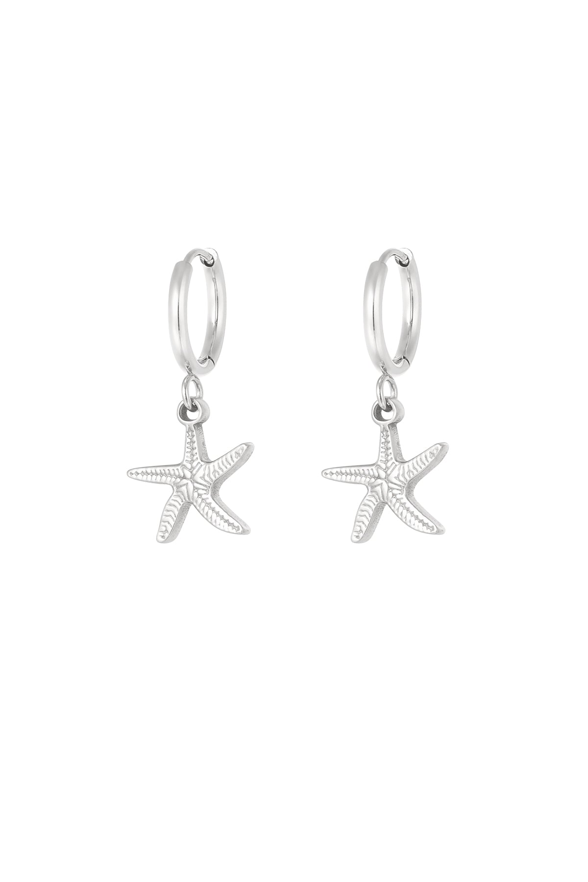Earrings simple starfish - Silver Color color