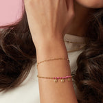 Double bracelet with beads and heart charms