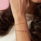 Double bracelet with beads and heart charms