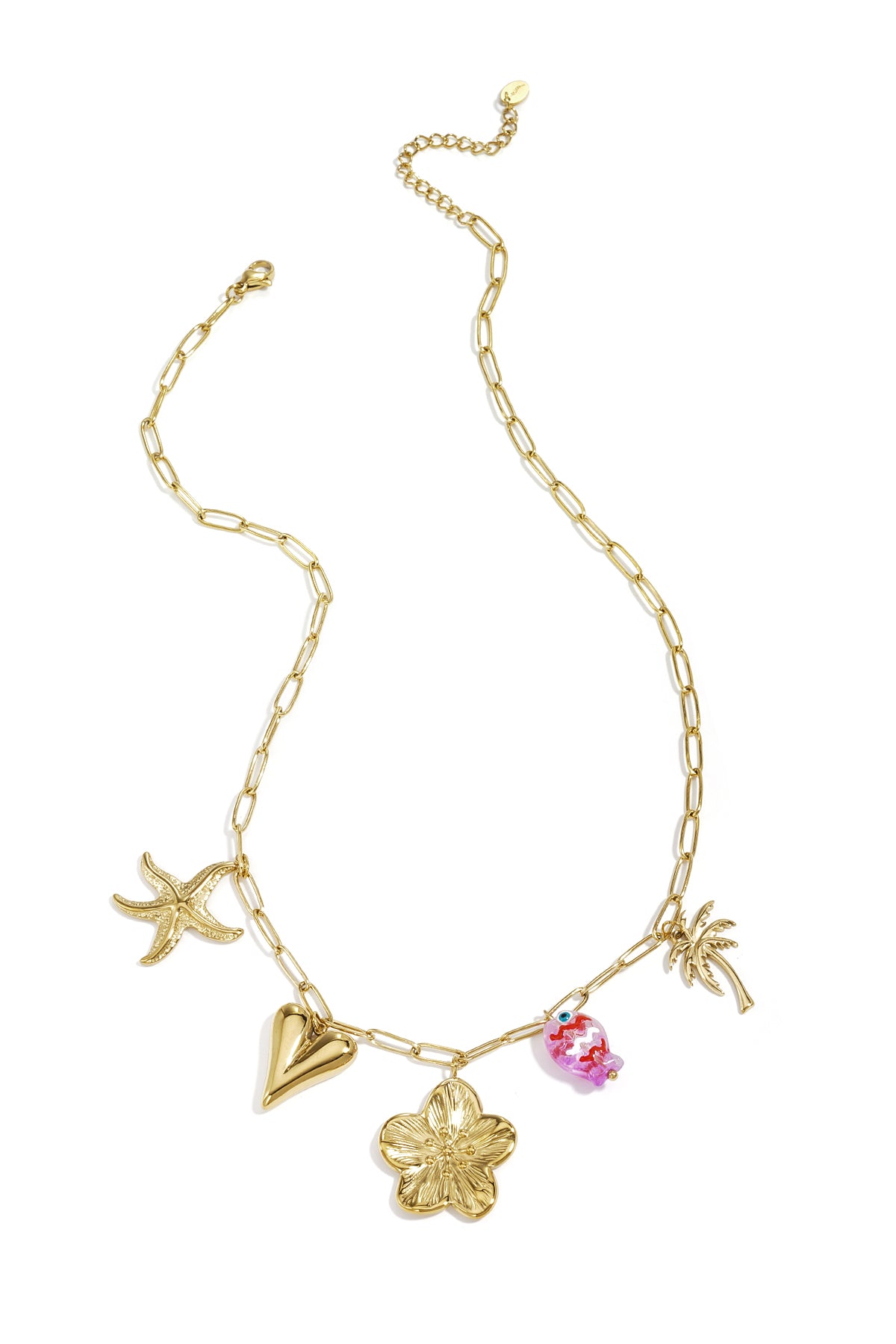 Necklace with large links and charms