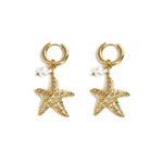 Earrings with starfish and pearl