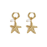 Earrings with starfish and pearl