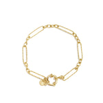 Bracelet with front clasp and varying shapes of links