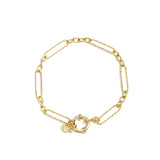 Bracelet with front clasp and varying shapes of links