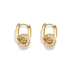 Oval earrings with set circle pendant