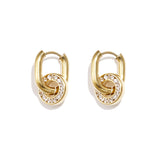 Oval earrings with set circle pendant