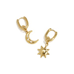 Squoval earrings with moon and star