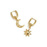 Squoval earrings with moon and star