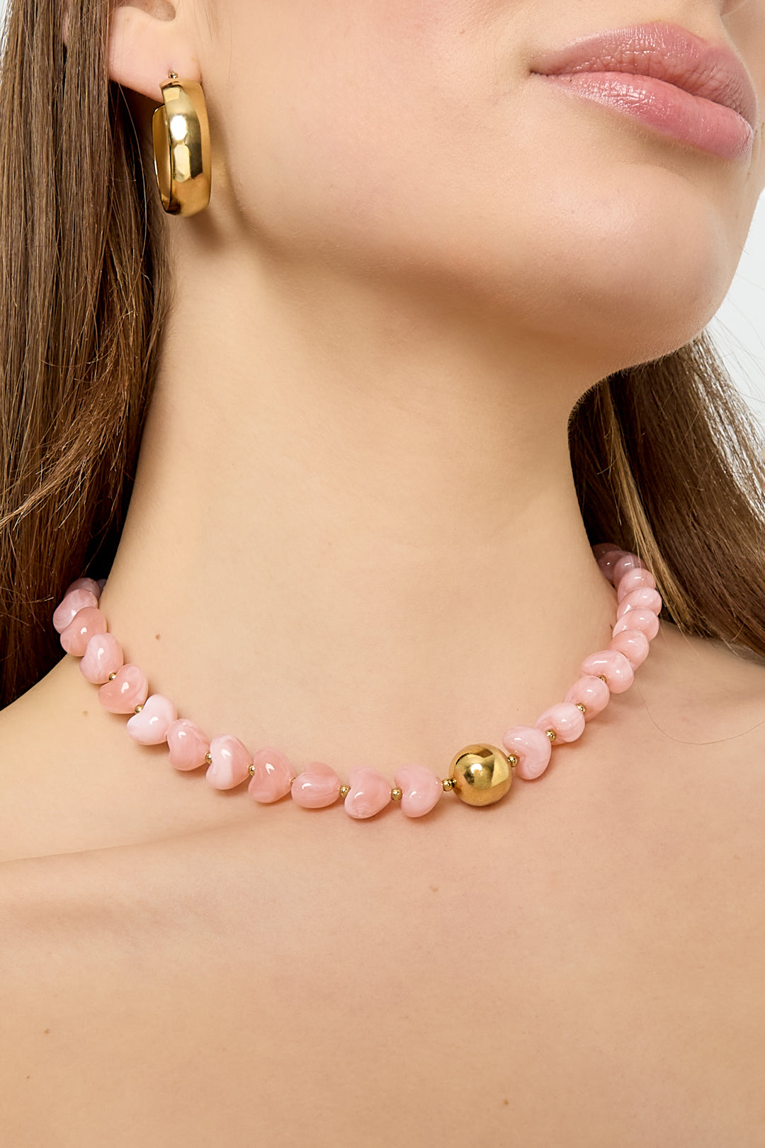 Statement necklace with heart-shaped beads