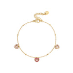 Bracelet with pink stones in hearts