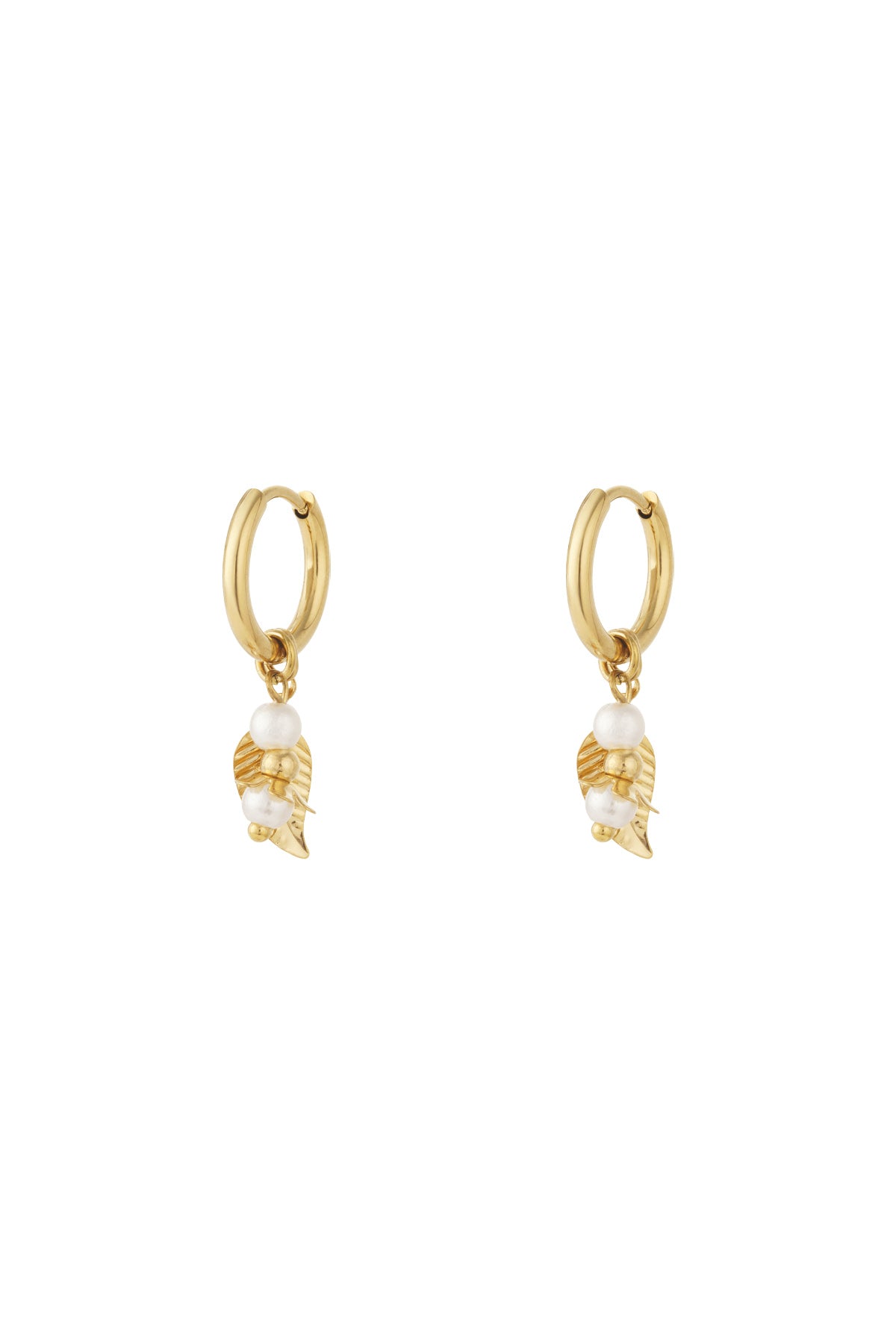leaf earrings with pearls