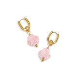 Squoval earrings with dangling shell
