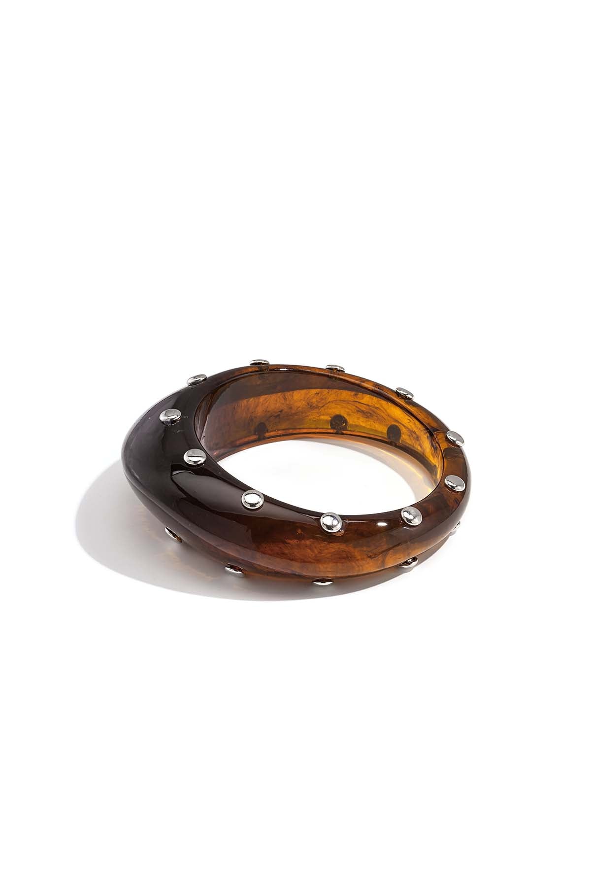 Resin bangle bracelet with studs