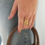 Stainless Steel Statement Rings Flower Casual Daily Simple Series Women's jewelry