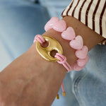 Beaded bracelet with large heart beads