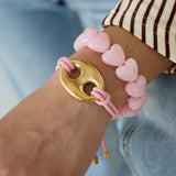 Beaded bracelet with large heart beads