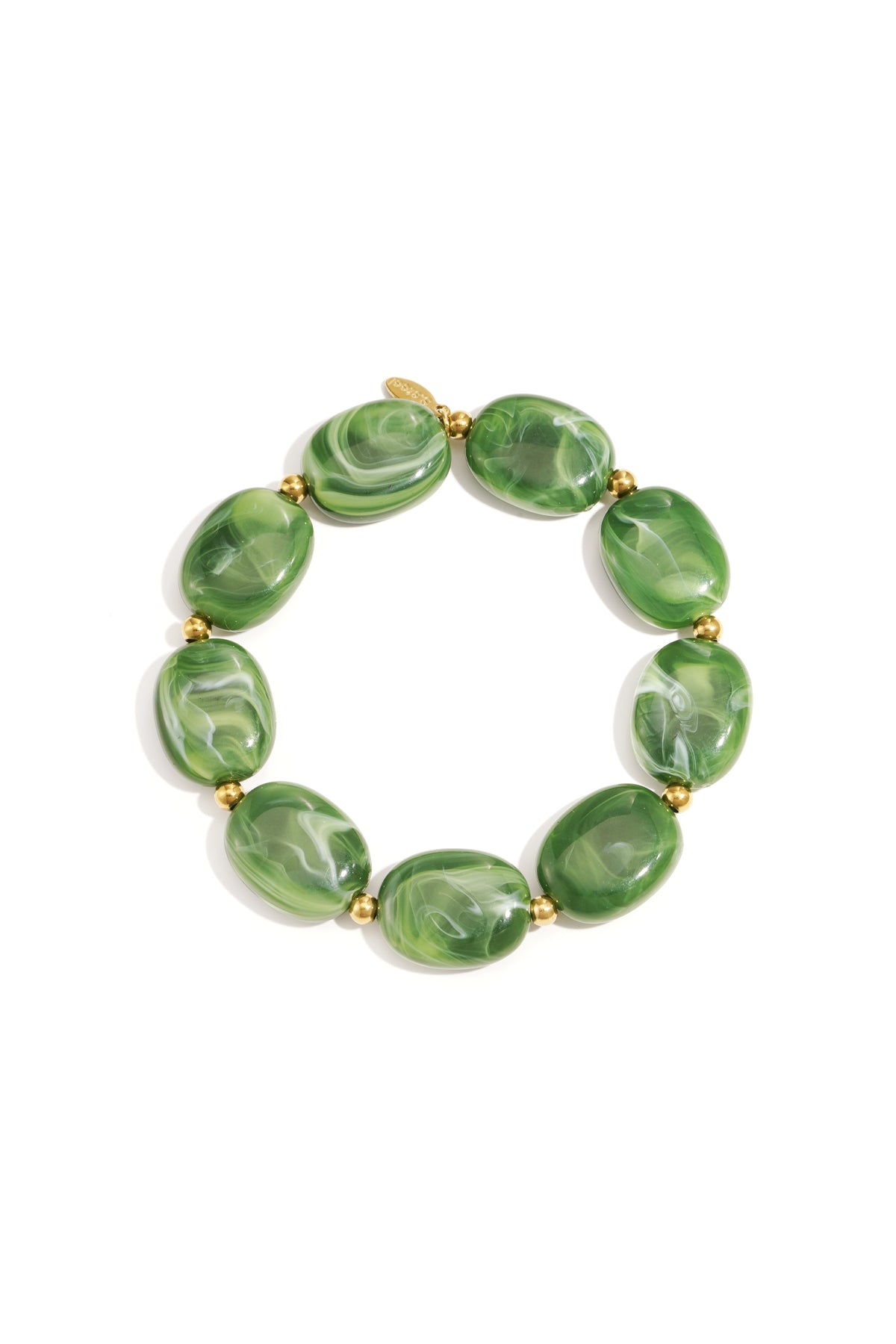 Beaded bracelet with oval and gold beads