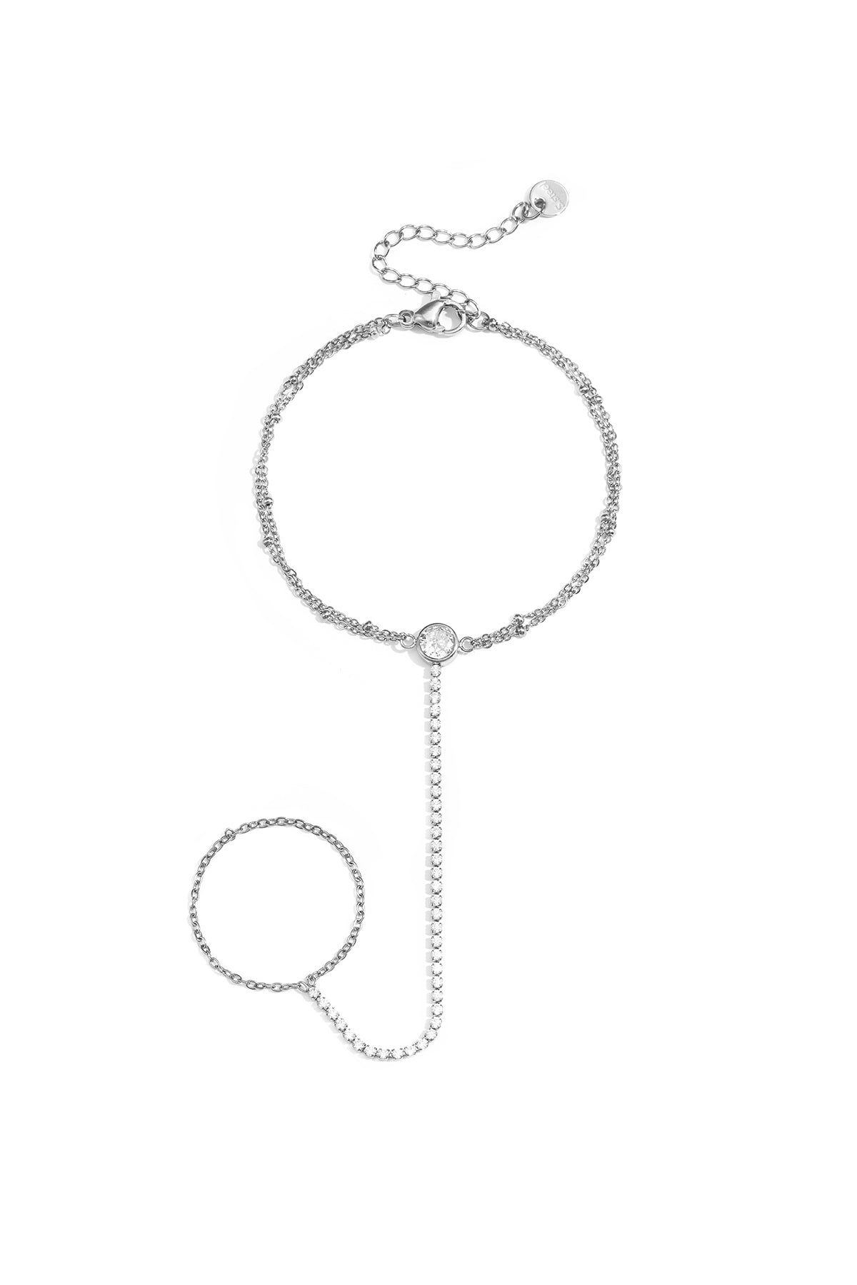 Handchain tennis-style with statement stone