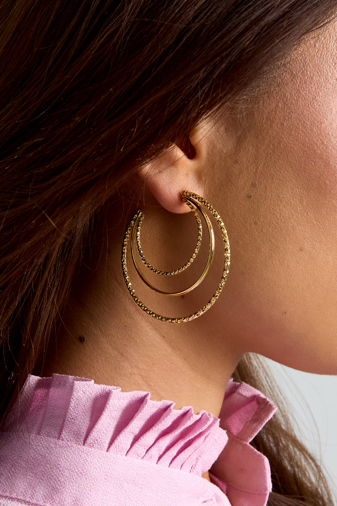 Layered triple hoop earrings