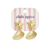 Earrings with starfish and shell