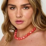 Bead necklace with gold beads 13.5mm
