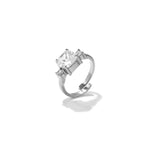 Adjustable statement ring with cubic zirconia stones